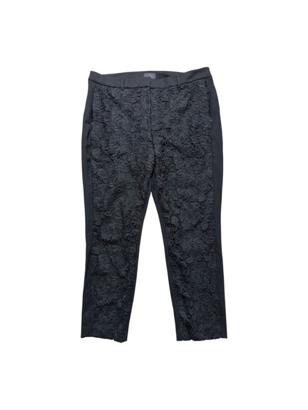 WHBM Slim Ankle Curvy 16L Black Lace Front Pants Womens Long